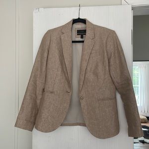 J Crew Linen Beige tan Campbell Blazer Single Button Working Surgeons Cuffs Sz 4
